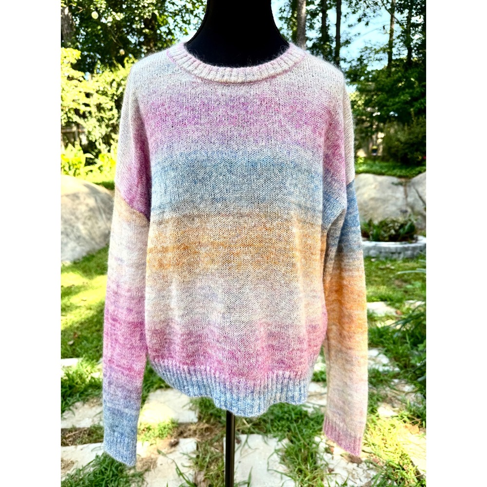 Rails "Camille" Mohair/Wool Blend Rainbow Ombre Sweater Medium